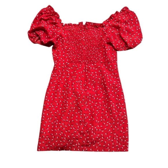 Sundae Muse Archie Red Floral Mini Peasant Dress size 8 - Picture 9 of 12